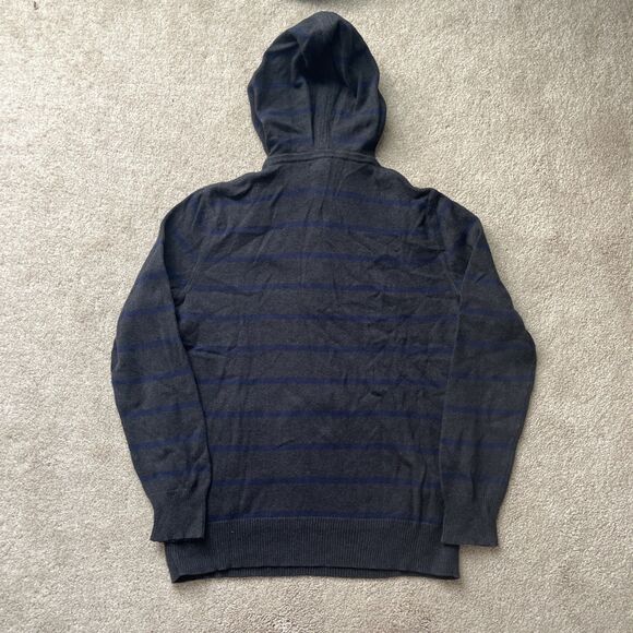 J Crew Henley Hooded Sweater Mens Small Cotton Cashmere Striped Gray Pullover - Picture 6 of 6